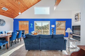 Smart TV, fireplace, video games