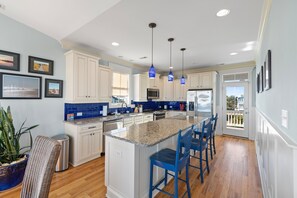 Fridge, microwave, oven, stovetop - "Our Little SEAcret" 5 Bedroom 3.5 Bathroom Home with a Pool! (Holden Beach)