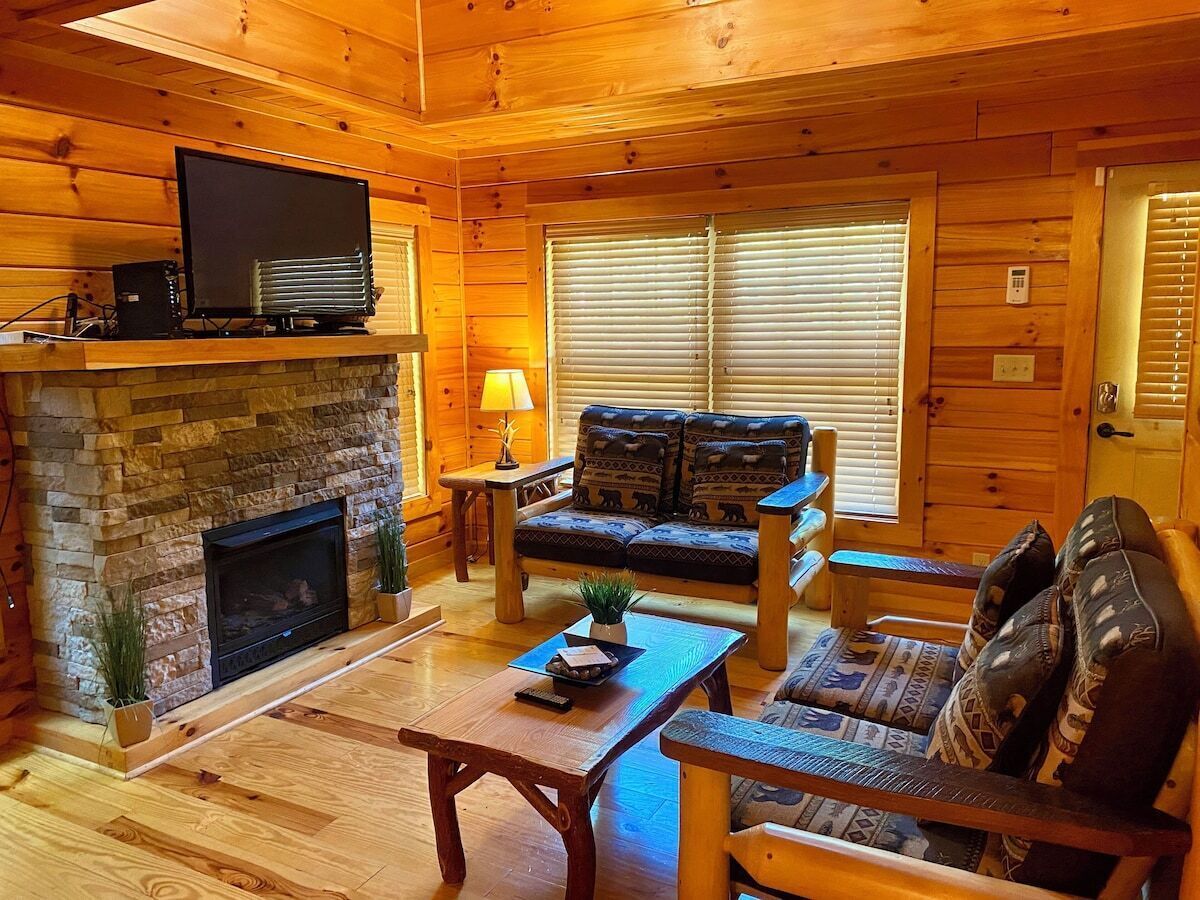 Smart TV, fireplace, foosball