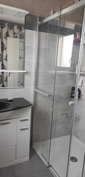 Hair dryer, towels, toilet paper