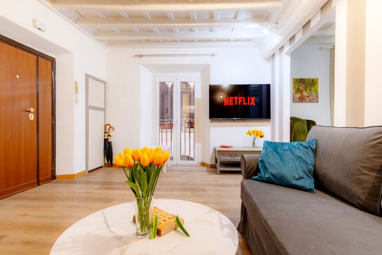 TV, DVD-spiller, bøker og musikkbibliotek