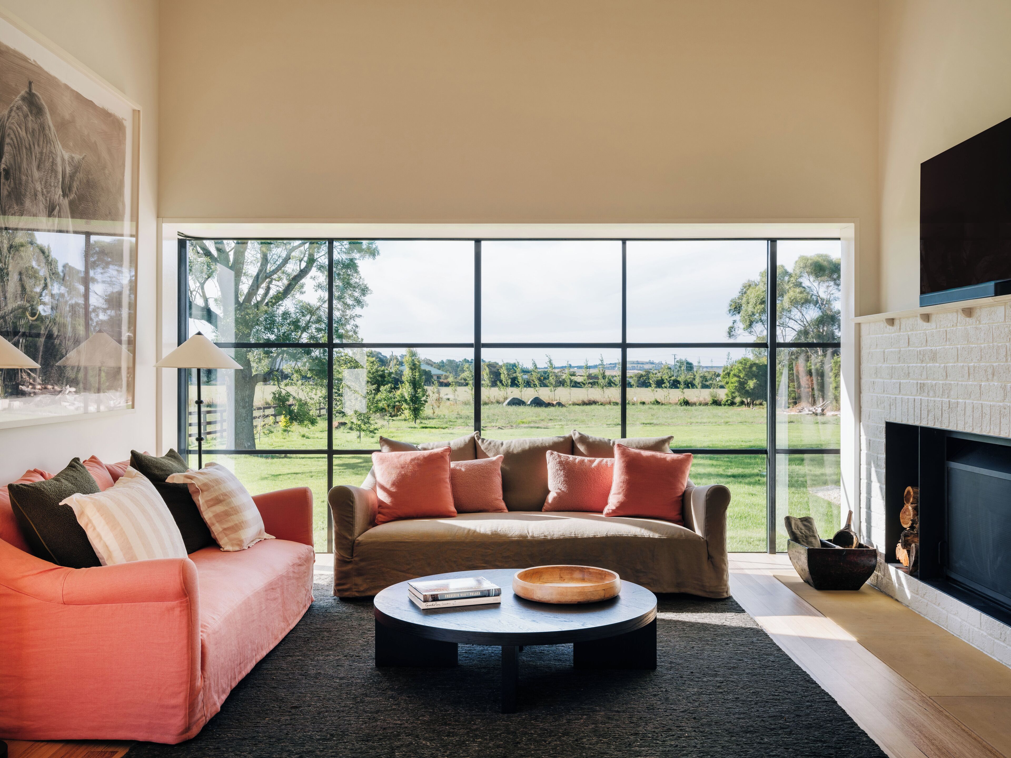 Smart TV, fireplace, stereo, computer monitors