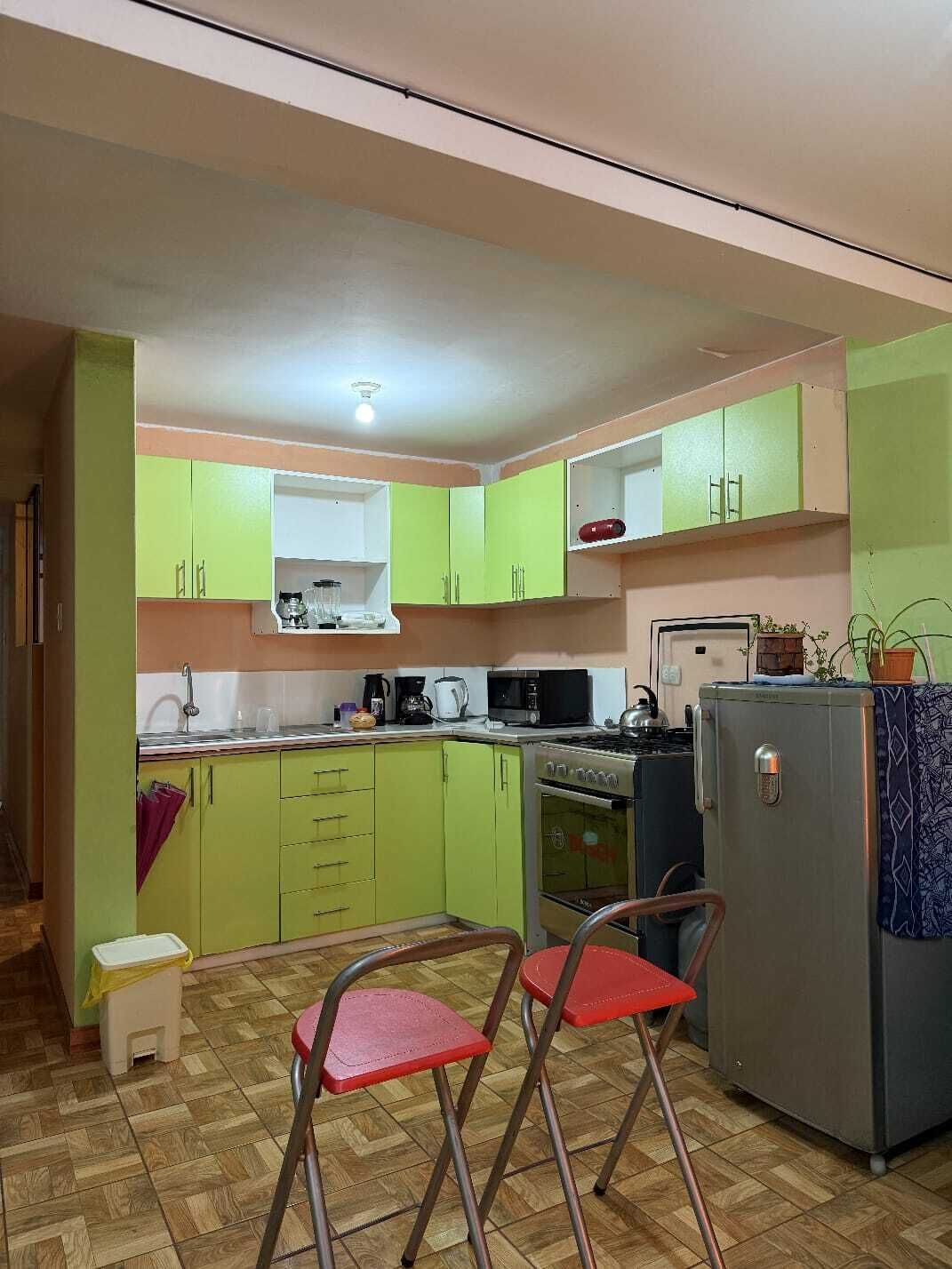 Refrigerador, microondas, lavavajillas y cafetera y tetera 