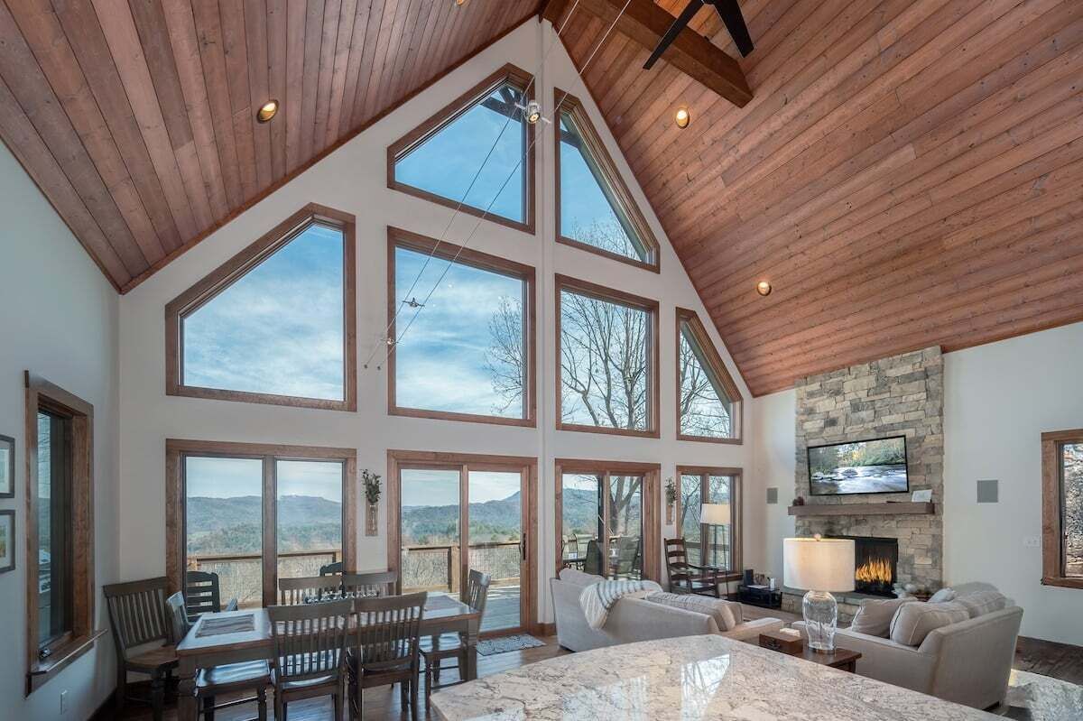 Smart TV, fireplace, DVD player, books