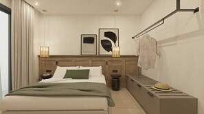 2 bedrooms, desk, iron/ironing board, travel cot