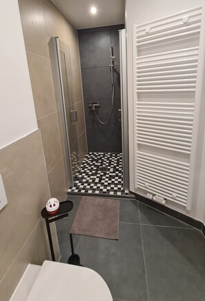 Shower, hair dryer, towels, soap - Apartment Ilz - in the center, parking, kitchen, quiet location (Passau)
