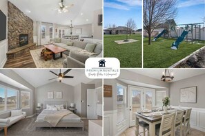 Experience comfort and style in this beautifully designed space, featuring a living room, outdoor area, bedroom, and dining space.