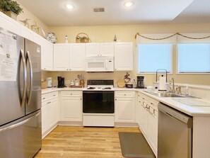 Fridge, microwave, oven, dishwasher