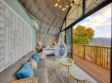 Standard Tent, Mountain View | Premium bedding, free minibar items, free WiFi, bed sheets. Mt.Fuji Glamping Terrace MINENOHANA