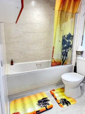 Secador de cabelo, toalhas de banho, papel higiênico