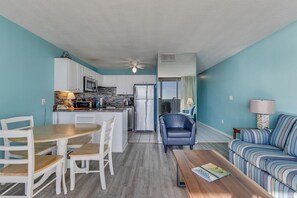 Living area - 0402 Modern Greece 1 Bedroom Condo (Carolina Beach)