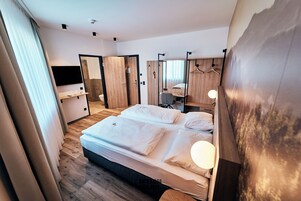 In-room safe, desk, laptop workspace, blackout drapes