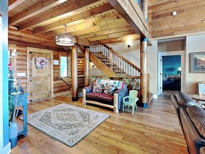 Smart TV, fireplace, video games, table football
