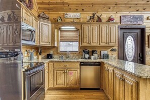 Fridge, microwave, dishwasher, coffee/tea maker