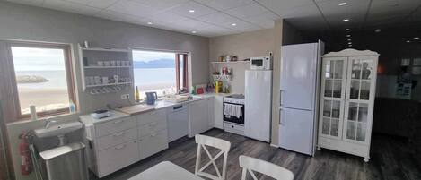 Full-size fridge, microwave, oven, stovetop