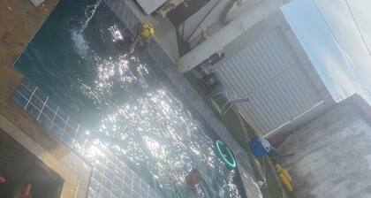 Space with swimming pool