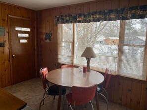 Dining - Lovells Riverside Cabin #3 is just steps from the river’s edge with private stair access, and it’s only moments from the iconic Lovells Riverside Tavern. (Grayling)