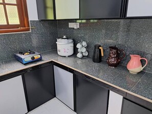 Microondas y placa de cocina