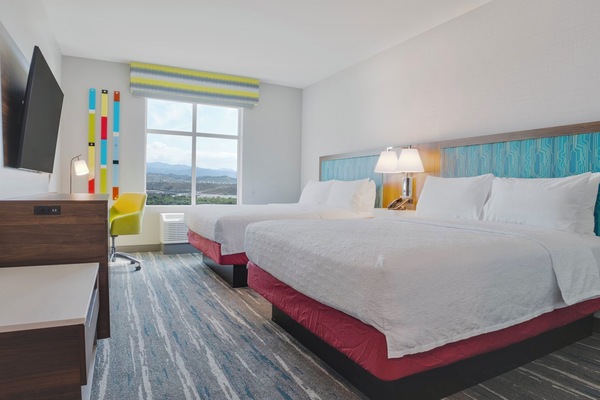 Room, 2 Queen Beds, Accessible (Hearing) | Desk, laptop workspace, blackout drapes, iron/ironing board