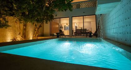Luxe Oasis w/ private pool, waterfall, yoga & hammock garden. Sleeps 12. Walk Downtown.