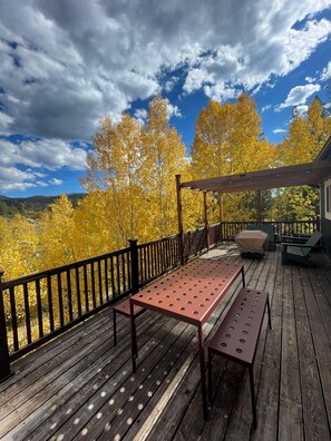 Outdoor dining - Aspen Glow Cabin - a charming 2-bedroom cabin with mountain views & wood stove (Bailey)