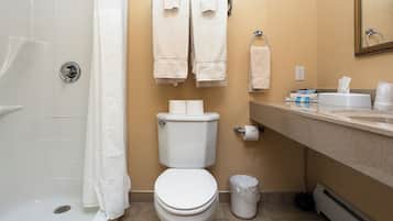 Douche, sĂšche-cheveux, serviettes fournies