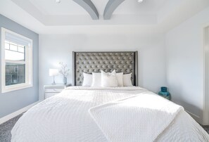 3 bedrooms, desk, iron/ironing board, travel cot