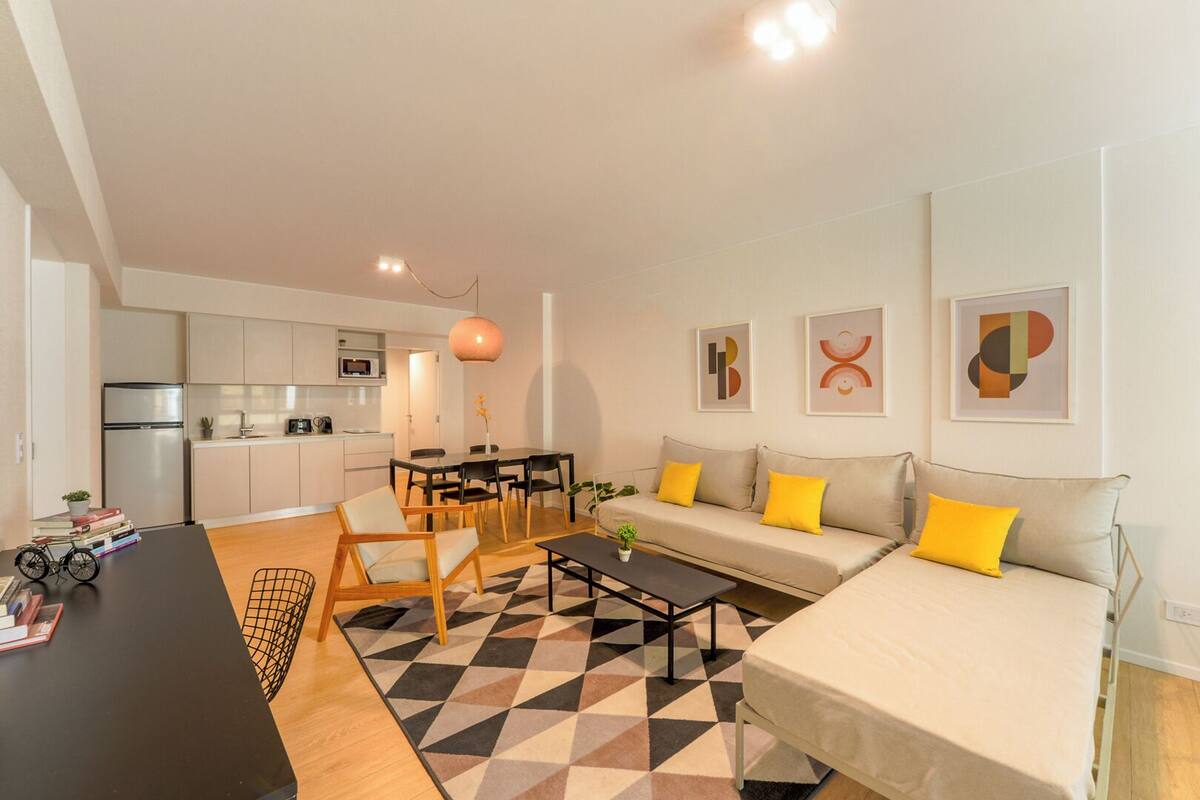 1 bedroom, desk, laptop workspace, blackout curtains