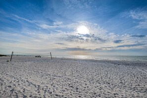 Beach nearby, sun loungers