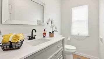 Haartrockner, Handtücher, Seife, Toilettenpapier