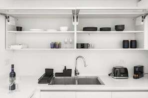 Fridge, microwave, oven, dishwasher