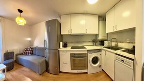 Fridge, microwave, oven, dishwasher