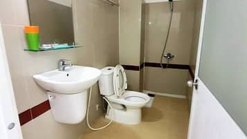 Family Quadruple Room, Balcony, City View | Bathroom | Shower, hair dryer, slippers, towels