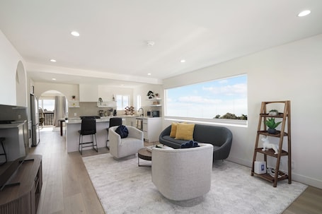 Deluxe House, 3 Bedrooms, Ocean View | Living area | 55-inch flat-screen TV with digital channels