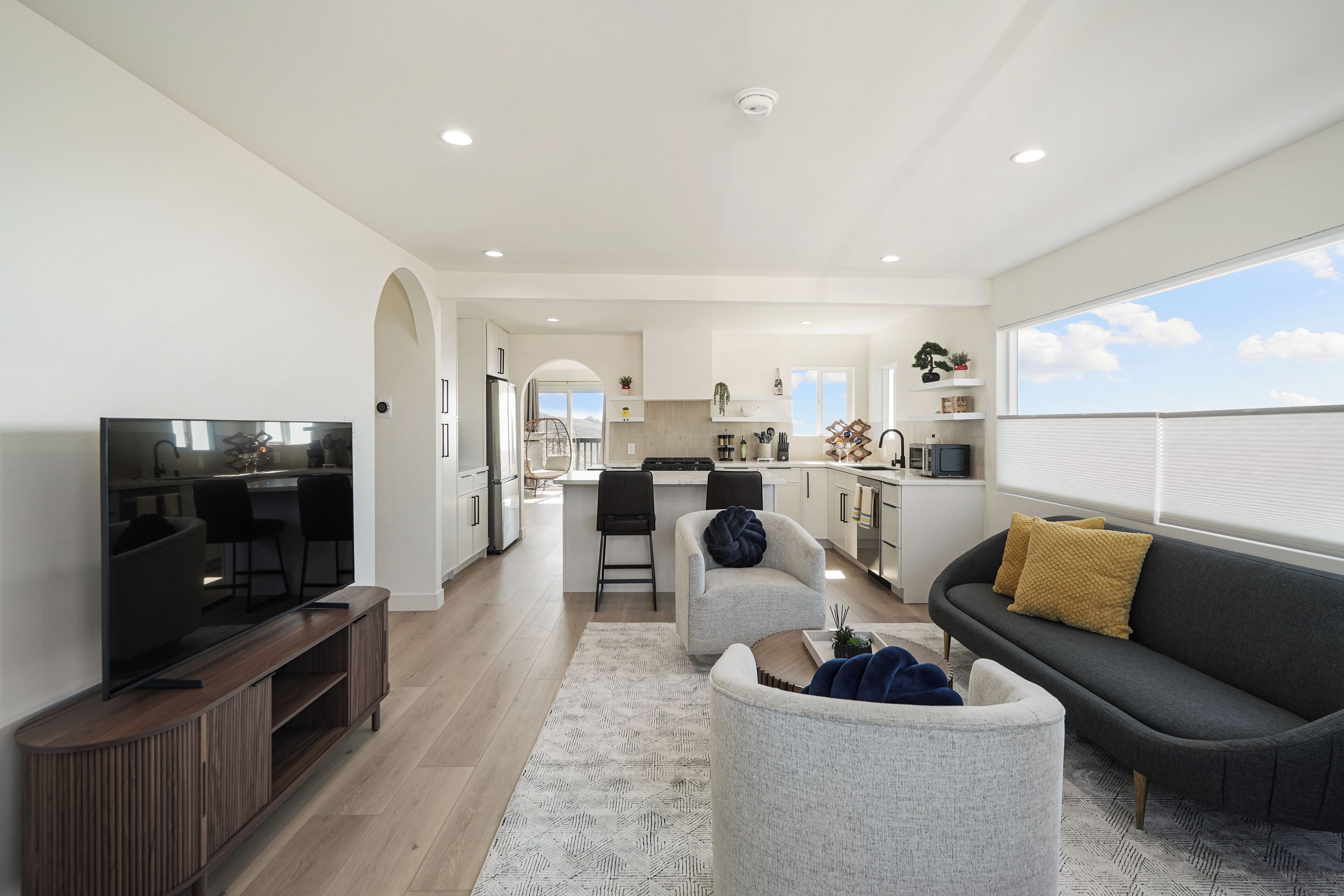 Deluxe House, 3 Bedrooms, Ocean View | Living area | 55-inch flat-screen TV with digital channels