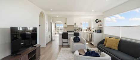 Deluxe House, 3 Bedrooms, Ocean View | Living area | 55-inch flat-screen TV with digital channels