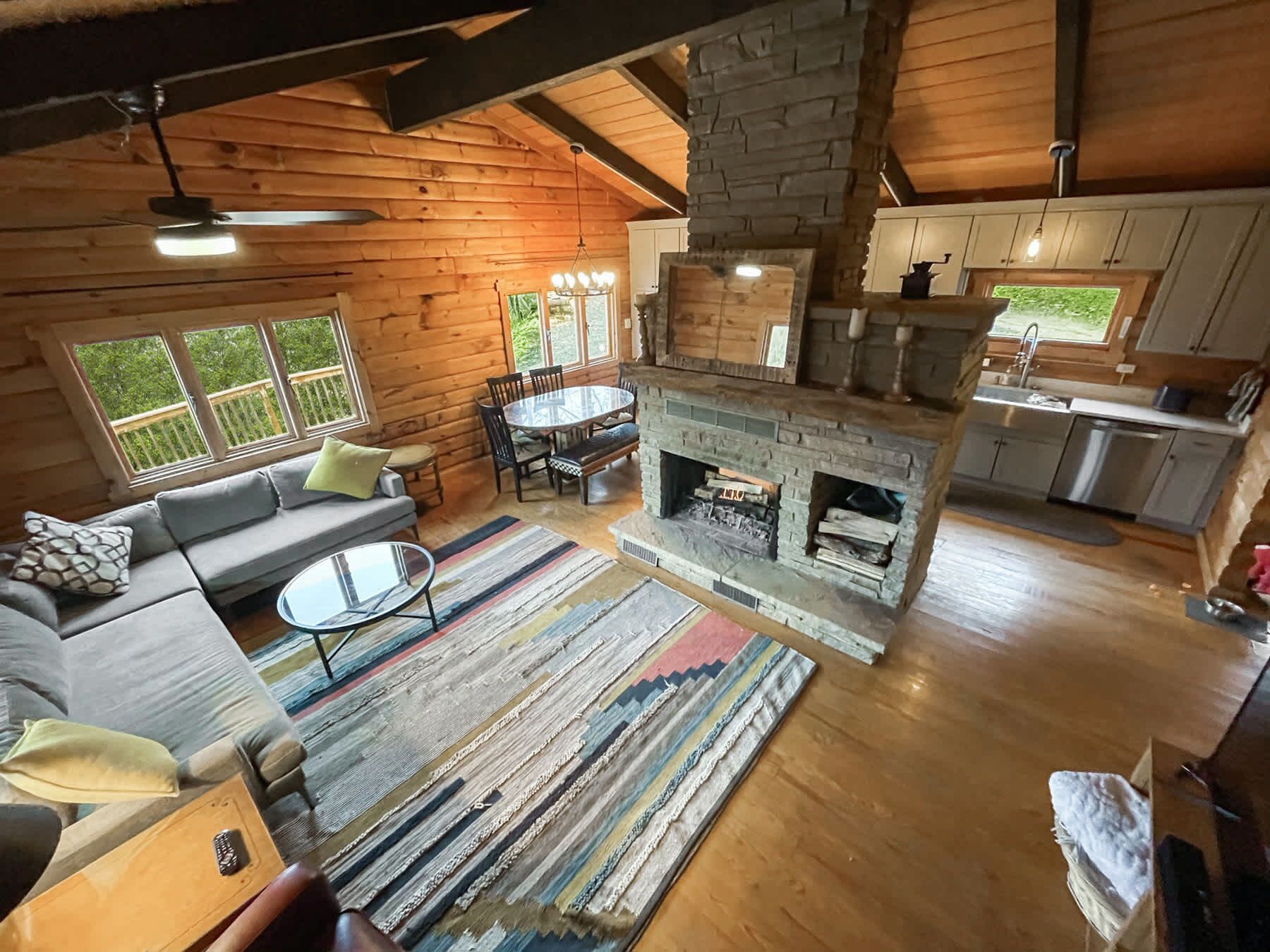 TV, fireplace
