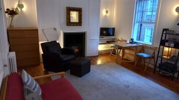 TV, fireplace, printers