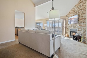 TV, fireplace, offices