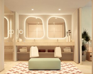 Shower, rainfall showerhead, designer toiletries, hair dryer - Fiesta Americana Funeeq Punta Cana All Inclusive (Punta Cana)