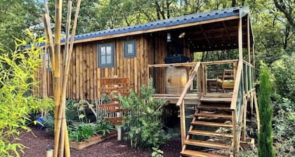 Comfortable wooden cabins for rent (heating & air-conditioning).