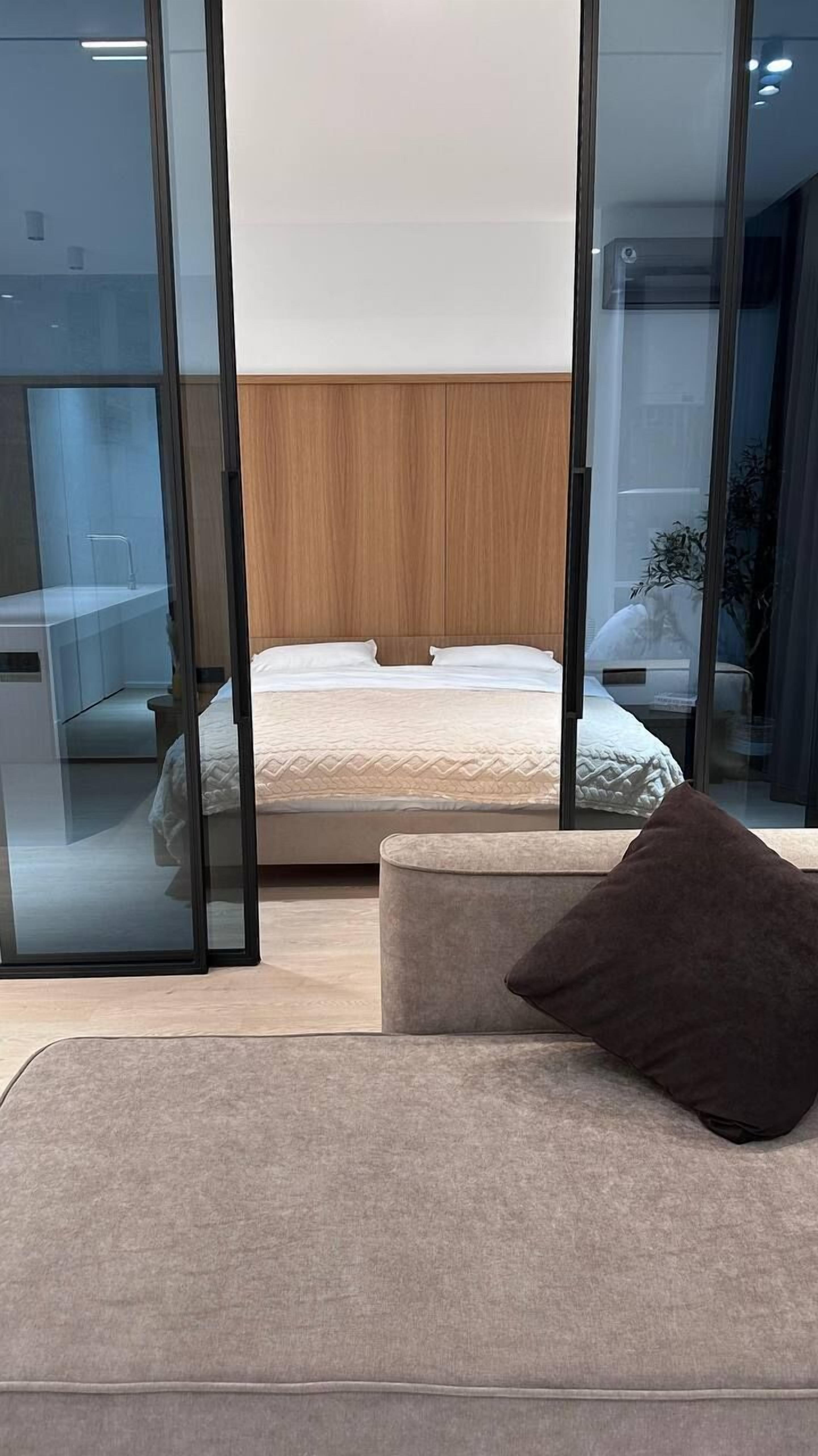 1 bedroom, blackout drapes, soundproofing, iron/ironing board