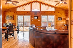 TV, DVD player - Charming riverside with stunning views, cozy interiors, full amenities, and spacious decks. (Draper)