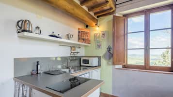 Vila, pemandangan danau | Dapur pribadi | Lemari es, microwave, kompor, dan peralatan masak/sendok-piring