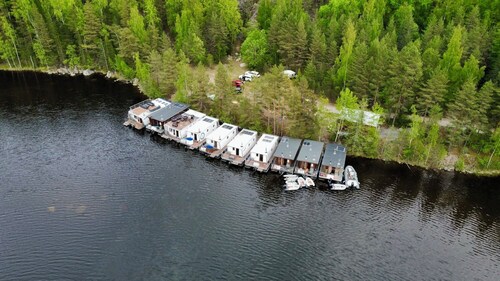 Houseboat with firewood sauna
