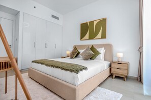 Apartemen, 1 kamar tidur, akses ke kolam renang | 1 kamar tidur dan seprai linen