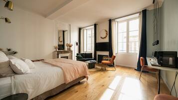 Deluxe Double Room (Philomene) | Premium bedding, desk, blackout drapes, iron/ironing board