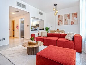 Apartment, 1 Bedroom, 2 Bathrooms | Living room - Easygo-upgraded 1bdr Polo Residence (Dubai)