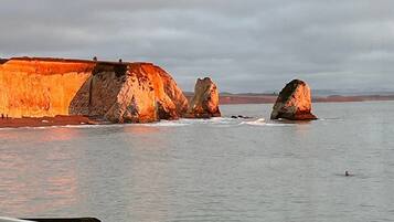 En la playa y bar en la playa