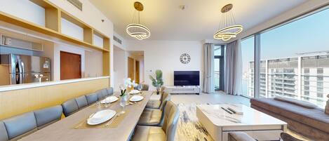 Apartment, 2 Bedrooms, Pool Access | Living room | 55-inch Smart TV with digital channels